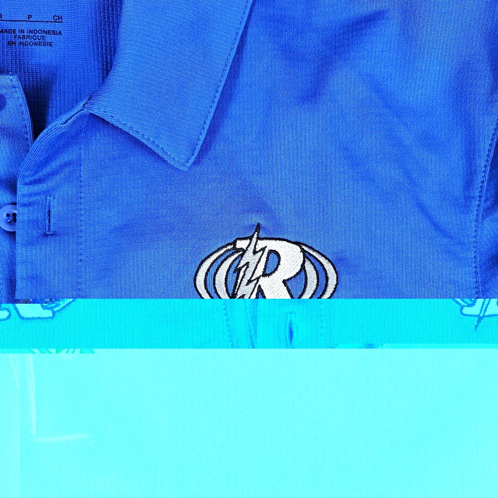Nike Dri-FIT Men's Solid Blue Collared Button Polo Shirt Short Sleeve Logo S